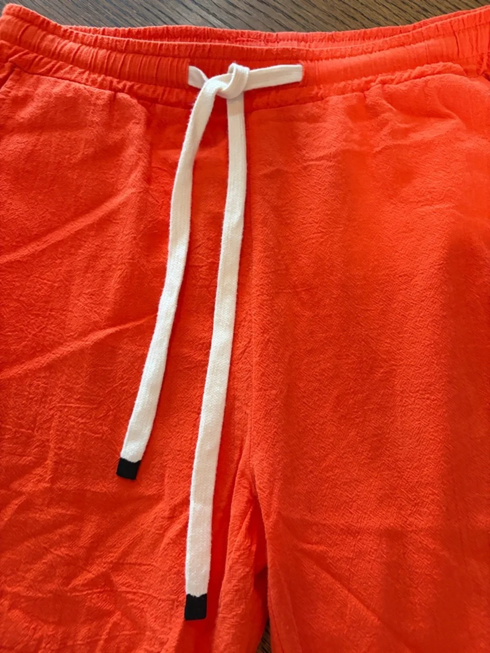 Bright Orange Button-Trim Capris with Drawstring - Picture 4 of 6